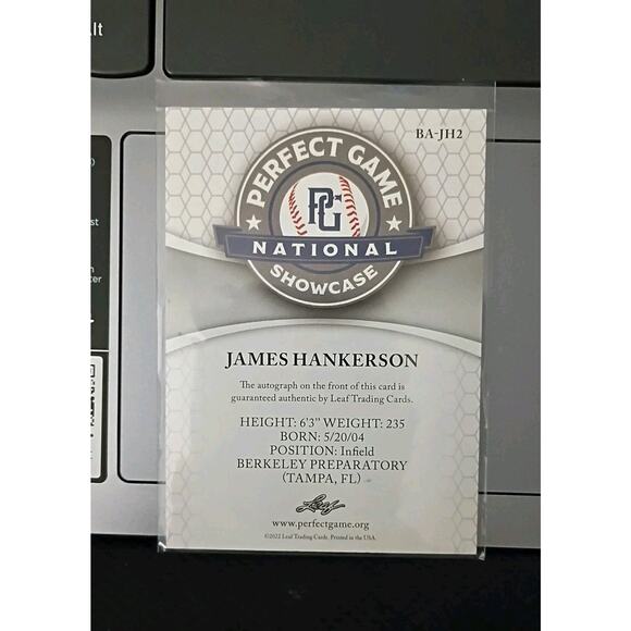James Hankerson 2022 Leaf Perfect Game National Shoecase Green Auto SSP 4/10 - Picture 5 of 5